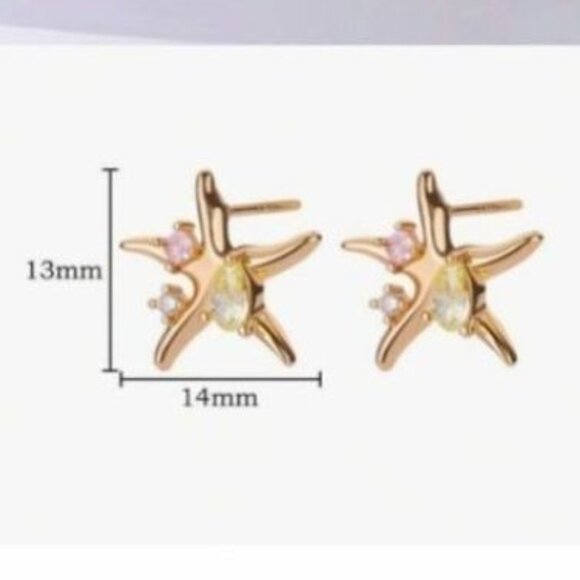 NEW Gold Star Starfish Stud Earrings - Picture 2 of 3